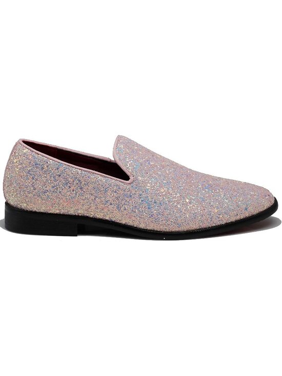 Men\'s Pink Vintage Glitter Loafers Slip On Tuxedo Dress Party Classic Shoes main image 4